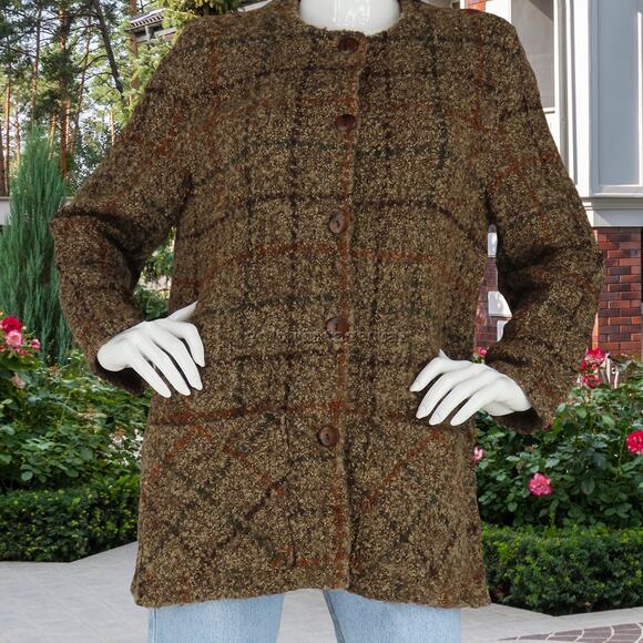 Checkered Wool Sweater Jacket - Picture 1 of 13